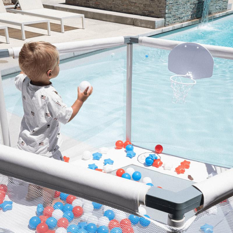 Kids Trampoline 5 FT Arctic Blue with Safety Net, Basketball Hoop, 220Lb Capacity, Ultra Safe No-Gap Design for Boys & Girls