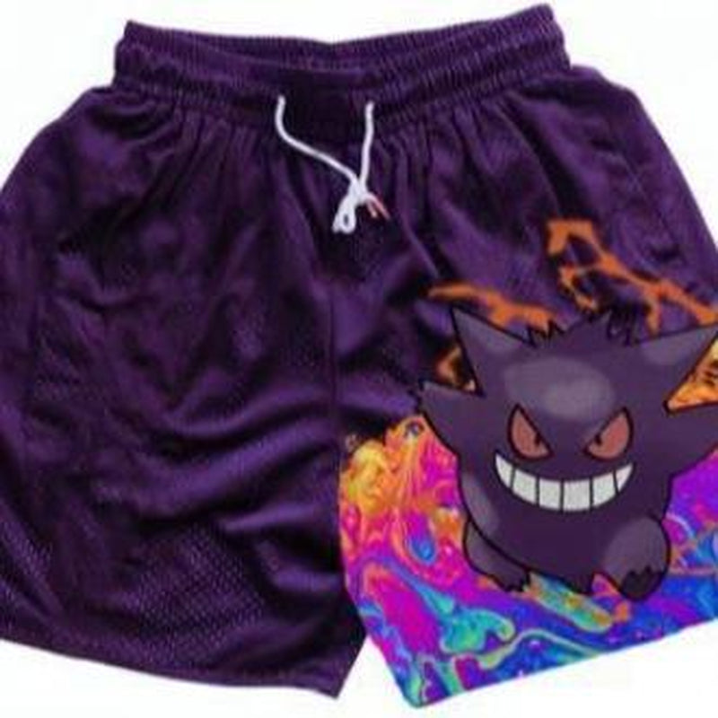Gengar Pokemon Ghost Shorts Men'S Basketball Shorts Workout Sport Knee Pants with Pockets Athletic Sweat Walking Summer Shorts