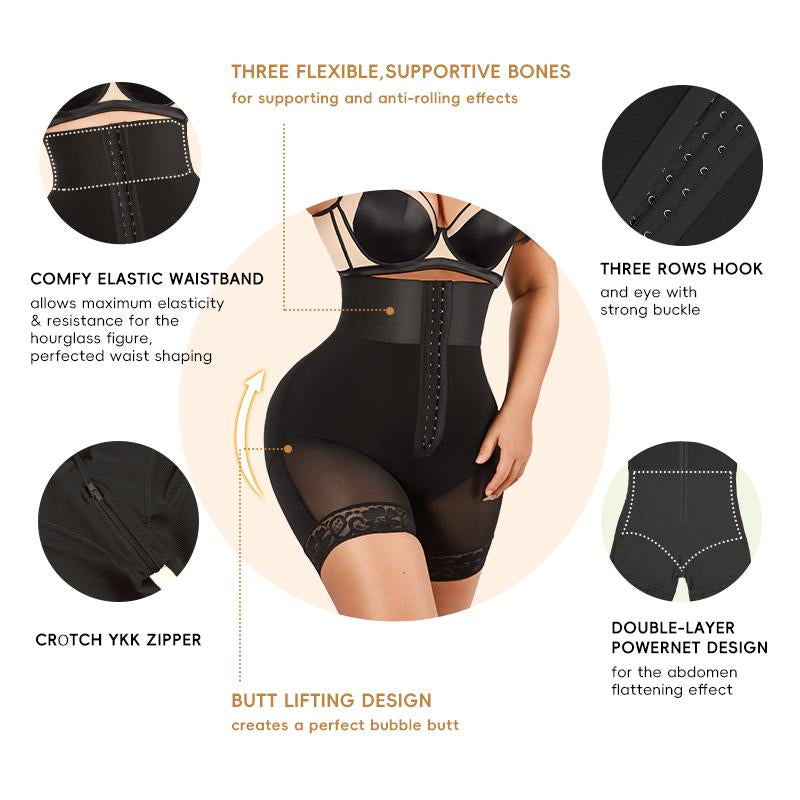 QOU Highwaist Girdle BBL Shorts,Hip Lift Compression Body Shapewear,High Waist Short,Tummy Control Fajas Colombianas Waist Trainers,Sexy Non Slip,Butt Lift Body Shaper,Minimalist Basic Comfort Fajas Fit Womenswear,Faja Strapless Seamless Sculpt Shortie