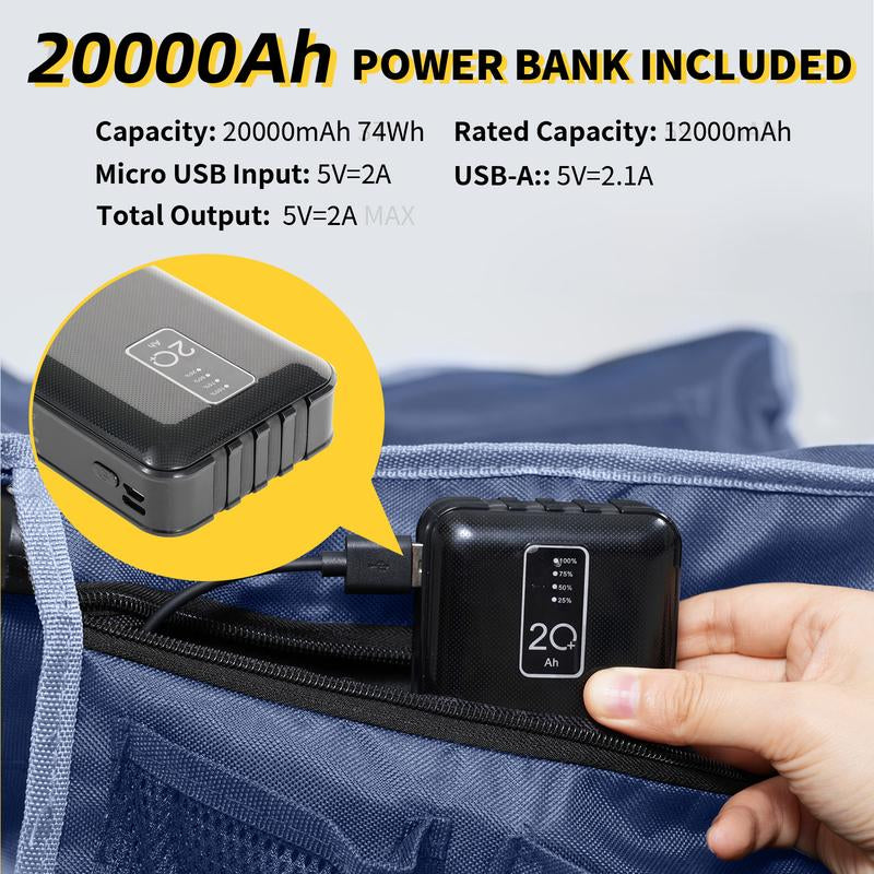 MOPHOTO Heated Camping Chair with Battery, Portable Oversized Heated Folding Chairs, Outdoor Padded Heating Lawn Chair Patio Lounge Chairs for Adults