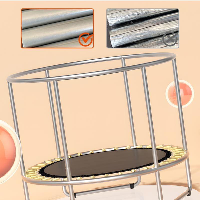 Kids Outdoor Trampoline 55’ Toddler Trampoline for Kids, Indoor Outdoor Trampoline with Enclosure Net, Adjustable Gymnastic Poles, Basketball Frame,Spring Free Trampoline Sports Fun Safety Mini