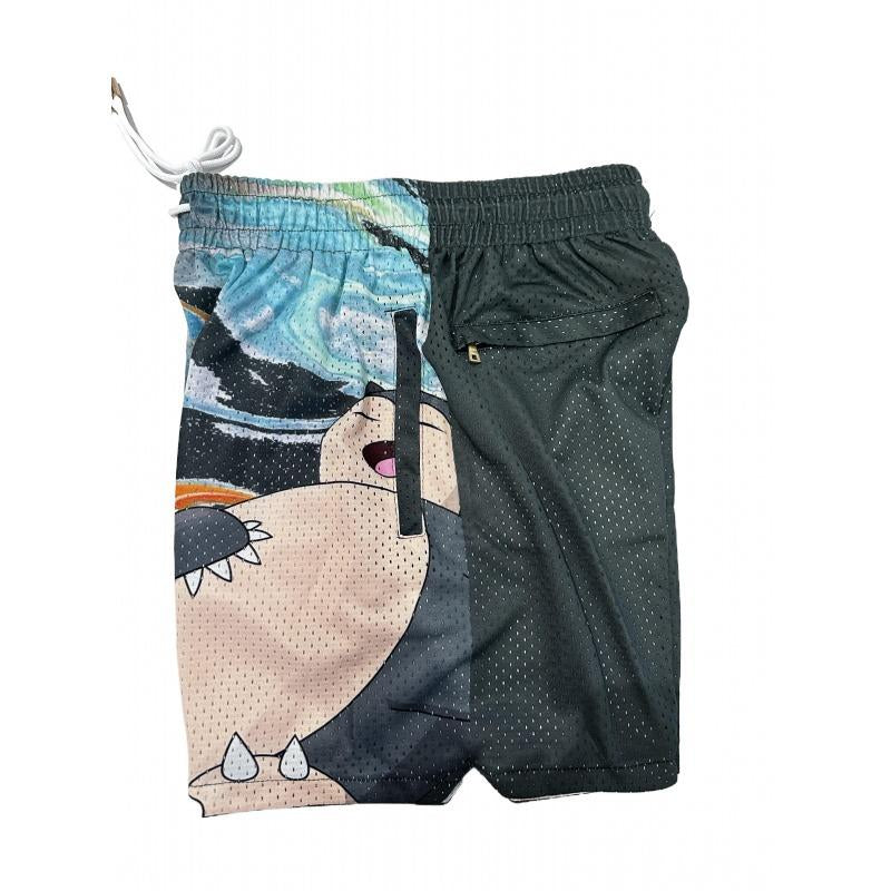 Pokemon Snorlax Dream Gym Shorts Men'S Shorts Workout Sport Knee Pants with Pockets Athletic Summer Shorts Basktetball Shorts