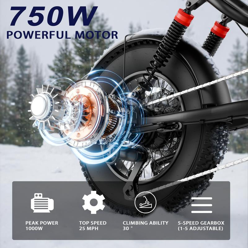 Qlaway Electric Bike, Equipped with High Carbon Steel Frame, Full Suspension System, 25Mph Top Speed, 48V 648Wh, Pedal Assist Range of 30-70 Miles, 16-Inch All-Terrain Tires, Off-Road Motorcycle. Ebike Electric Motorcycle