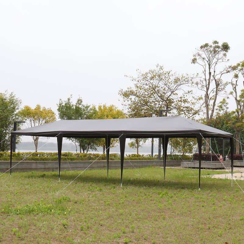 10X30Ft Outdoor Party Tent with 8 Removable Sidewalls, Waterproof PE Canopy with Windows, Patio Wedding Gazebo for Backyard Events, Black