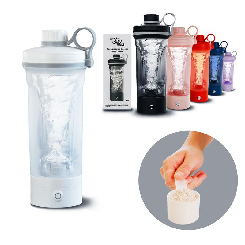 Mixmate Electric Shaker Blender Bottle - Rechargeable Type-C Cup for Gym Protein, Blender Bottle, and Powder Mixes, BPA Free, Self Stirring Design