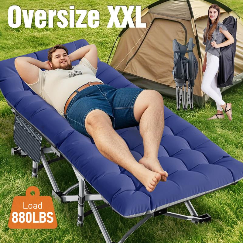 Naudacaa Folding Camping Cot with 2-Sided Mattress ā Heavy-Duty, Portable Guest Bed for Camping, Travel, Outdoor & Indoor Use, Supports up to 880 Lbs