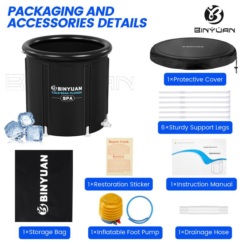 B&Y XXL Ice Bathtub for Athletes - Large Recovery & Cooling Cold Plunge Tub for Outdoor Use (100 Gal) Mitigate Muscle Aches,Collapsible Ice Bathtub, Portable Ice Bathtub, Immersion Bathtubs