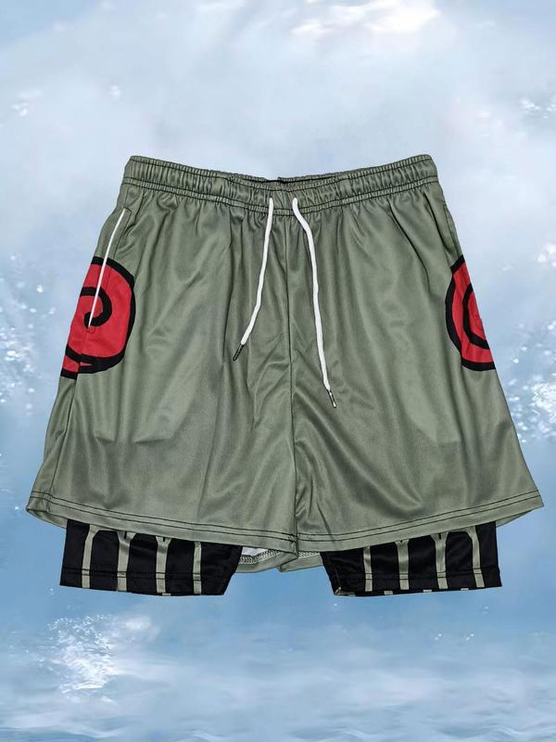 Men'S 2 in 1 Contrast Binding Drawstring Waist Sports Shorts, Gym Shorts, Regular Fit Sporty Pocket Design Shorts for Summer, Men'S Sport & Outdoor Clothing for Running, Gym Shorts, Workout Shorts