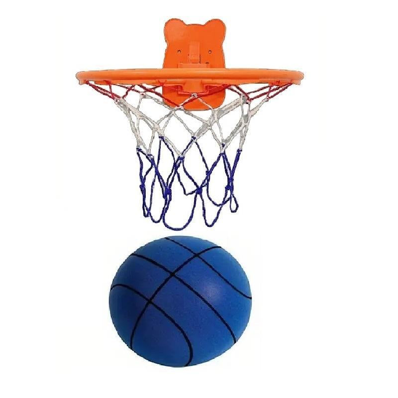 Quiet Indoor Silicone Ball Set, Noiseless Basketball with Basket for Silent Play, Noisless Basketball, Silent Basketball Hoop ( Mount on Smooth Secure Surfaces like Glass, Tile, Wood, Metal; Do Not Mount on Unstable Walls Such as Latex-Painted Surfaces)