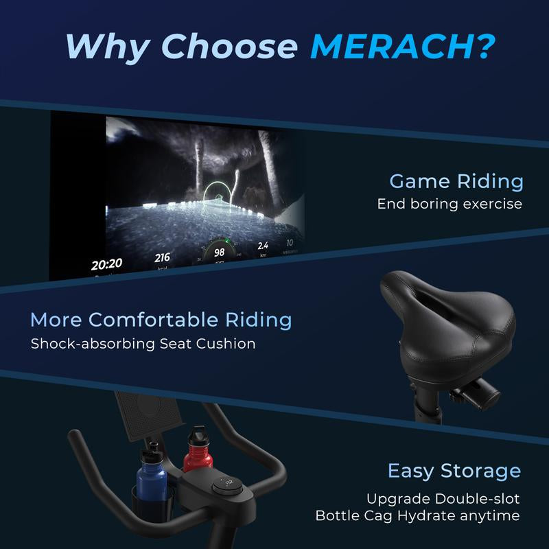 MERACH Exercise Bike for Home, Stationary Bike with Enhanced Electronic LED, Silent Belt Drive and Comfortable Seat Cushion for Home Cardio Workout, Dealsforyoudays