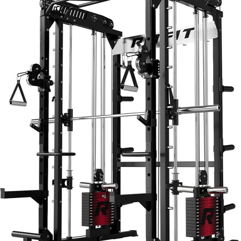 RITFIT M1 2.0 Multi-Functional Smith Machine with Powerful Storage System & Smooth Cable Crossover System for Home Gym Workouts