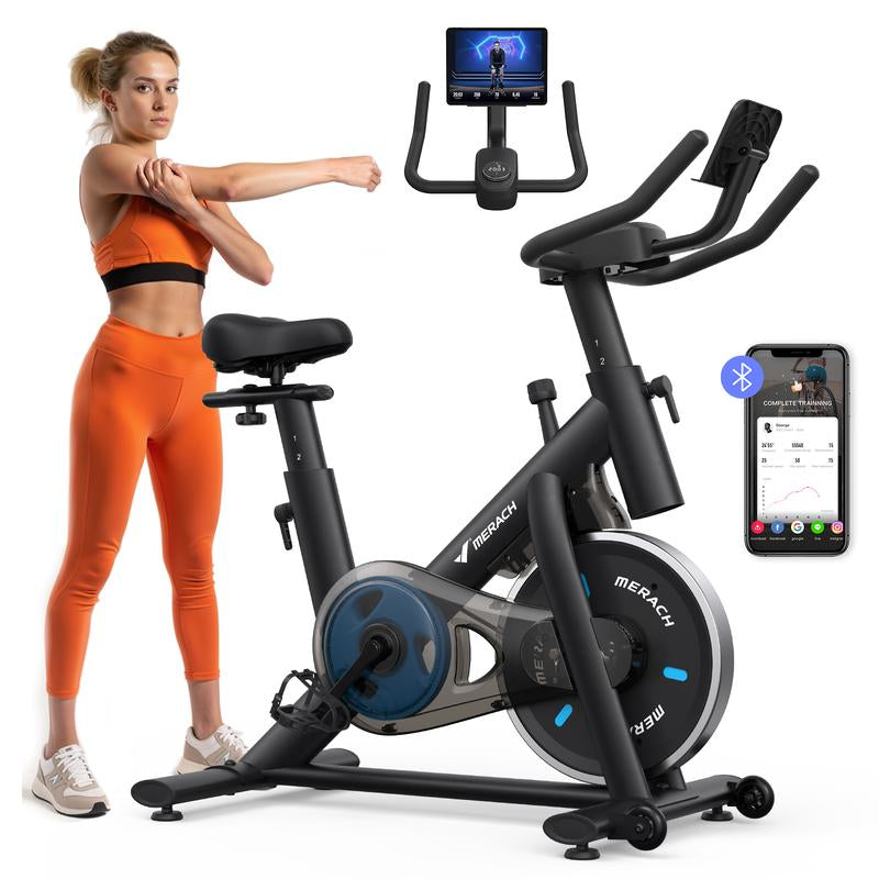 MERACH Exercise Bike for Home, Stationary Bike with Enhanced Electronic LED, Silent Belt Drive and Comfortable Seat Cushion for Home Cardio Workout, Dealsforyoudays