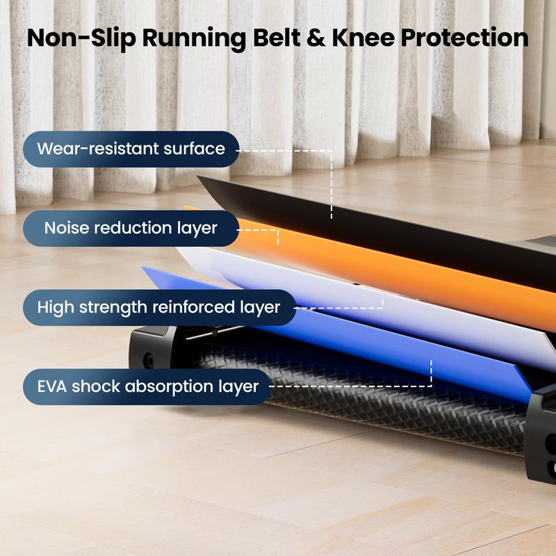 YAGUD Quiet Folding Treadmill – Treadmill with Handle, 265LBS Weight Capacity, Low-Noise Motor, Wide Running Belt, Dual Shock System, Ideal for Home & Office Workouts