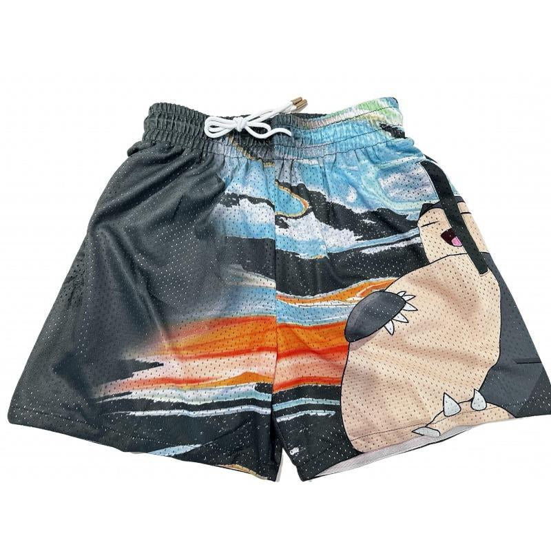 Pokemon Snorlax Dream Gym Shorts Men'S Shorts Workout Sport Knee Pants with Pockets Athletic Summer Shorts Basktetball Shorts