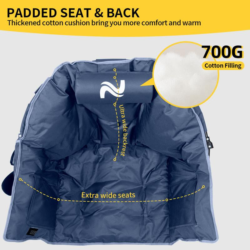 MOPHOTO Heated Camping Chair with Battery, Portable Oversized Heated Folding Chairs, Outdoor Padded Heating Lawn Chair Patio Lounge Chairs for Adults