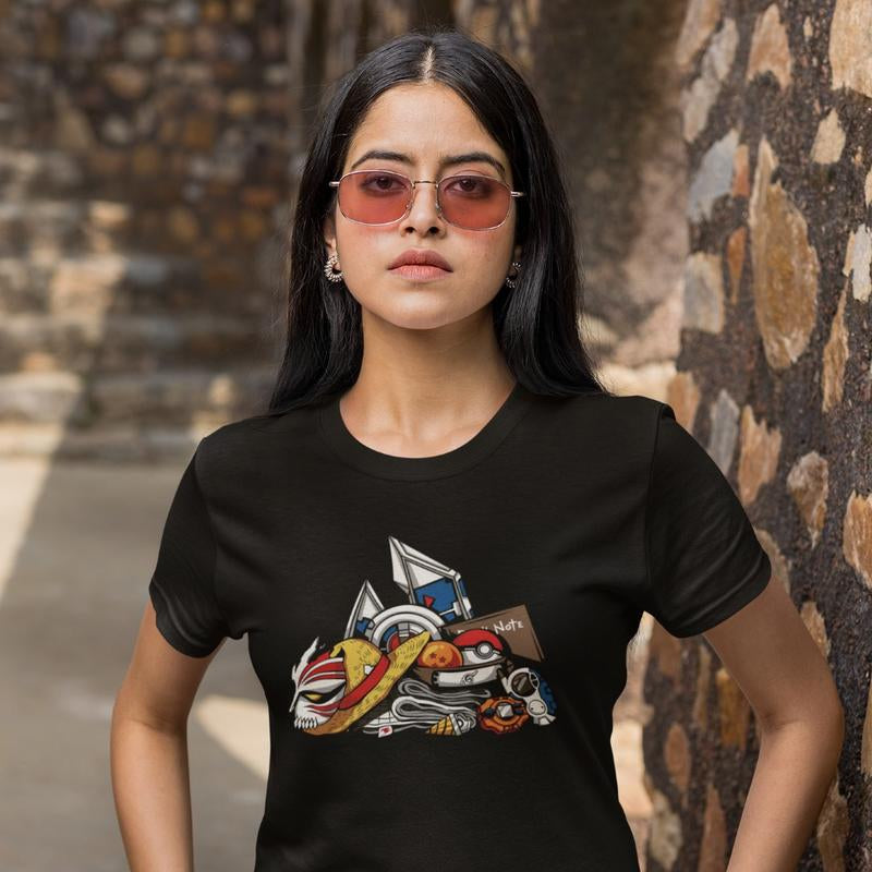 Cartoon Japanese Manga Black Tshirt , One Piece, Dragon Ball, Pokemon- Menswear