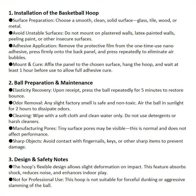 Quiet Indoor Silicone Ball Set, Noiseless Basketball with Basket for Silent Play, Noisless Basketball, Silent Basketball Hoop ( Mount on Smooth Secure Surfaces like Glass, Tile, Wood, Metal; Do Not Mount on Unstable Walls Such as Latex-Painted Surfaces)