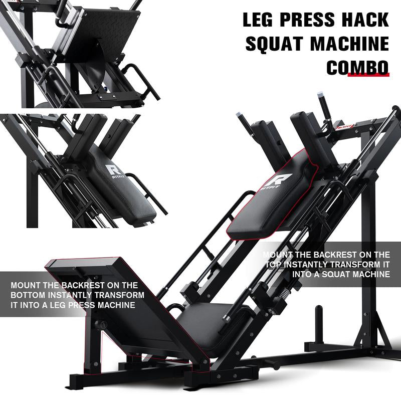 Ritfit BLP01 3-In-1 Leg Press and Hack Squat Machine with Steel Foot Pedals and Anti-Slip Patterns Home Gym Hip Abduction Machines