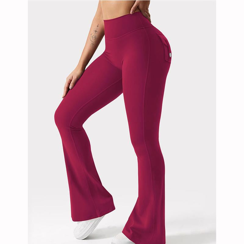 Dey Yoga High Waist Tummy Control Flare Leggings Flare Leggings with Pockets for Women Scrunch Butt Lifting Gym Yoga Pants Casual Comfy Breathable Skinny Pants for Yoga Gym Workout Running, Ladies Sportswear for All Seasons Stylish Activewear Leggings