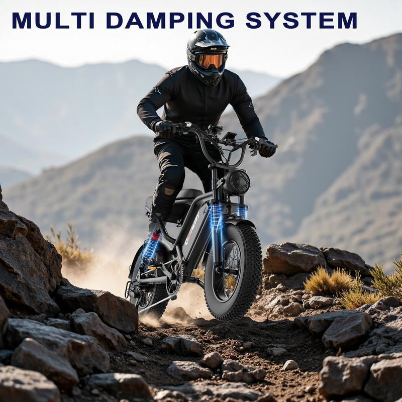 Qlaway Electric Bike, Equipped with High Carbon Steel Frame, Full Suspension System, 25Mph Top Speed, 48V 648Wh, Pedal Assist Range of 30-70 Miles, 16-Inch All-Terrain Tires, Off-Road Motorcycle. Ebike Electric Motorcycle