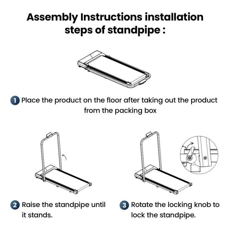 YAGUD Quiet Folding Treadmill – Treadmill with Handle, 265LBS Weight Capacity, Low-Noise Motor, Wide Running Belt, Dual Shock System, Ideal for Home & Office Workouts