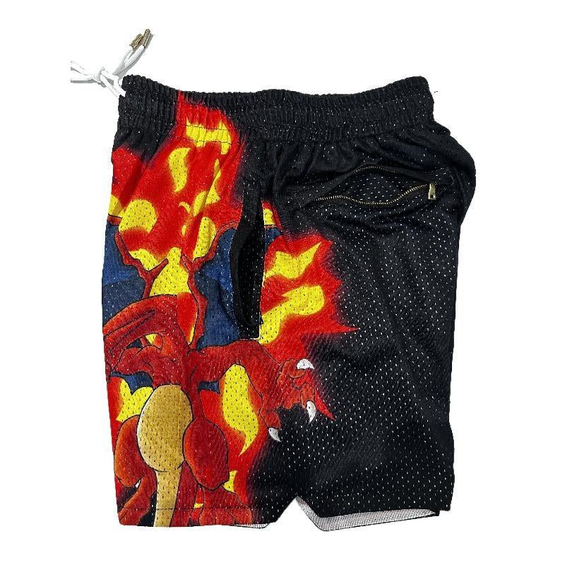 Pokemon Charizard Men'S Basktetball Shorts with Four Pockets 5.5 Inseam