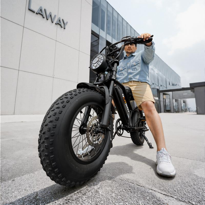 Qlaway Electric Bike, Equipped with High Carbon Steel Frame, Full Suspension System, 25Mph Top Speed, 48V 648Wh, Pedal Assist Range of 30-70 Miles, 16-Inch All-Terrain Tires, Off-Road Motorcycle. Ebike Electric Motorcycle