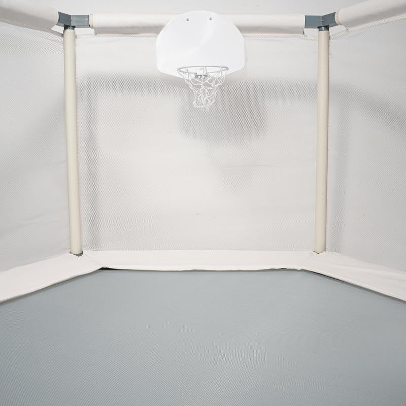 Kids Trampoline 5 FT Arctic Blue with Safety Net, Basketball Hoop, 220Lb Capacity, Ultra Safe No-Gap Design for Boys & Girls