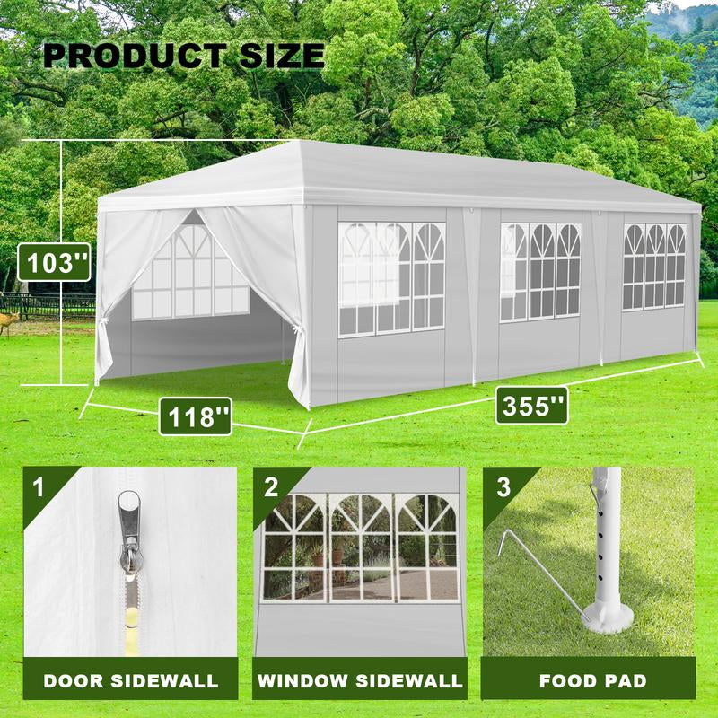 10X30Ft Wedding Canopy Tent with 8 Removable Sidewalls, Outdoor Shelter for Party, Wedding, Marketplace Outdoor Canopy Tent Sturdy Rib Outdoor Event Party