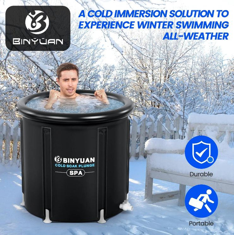 B&Y XXL Ice Bathtub for Athletes - Large Recovery & Cooling Cold Plunge Tub for Outdoor Use (100 Gal) Mitigate Muscle Aches,Collapsible Ice Bathtub, Portable Ice Bathtub, Immersion Bathtubs