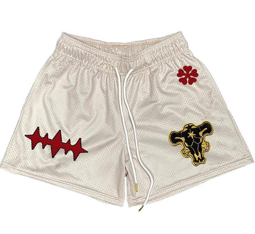 Black Clover Asta Subtle Gym Shorts Workout Sport Knee Pants with Pockets Athletic Sweat Walking Summer Embroidered Shorts