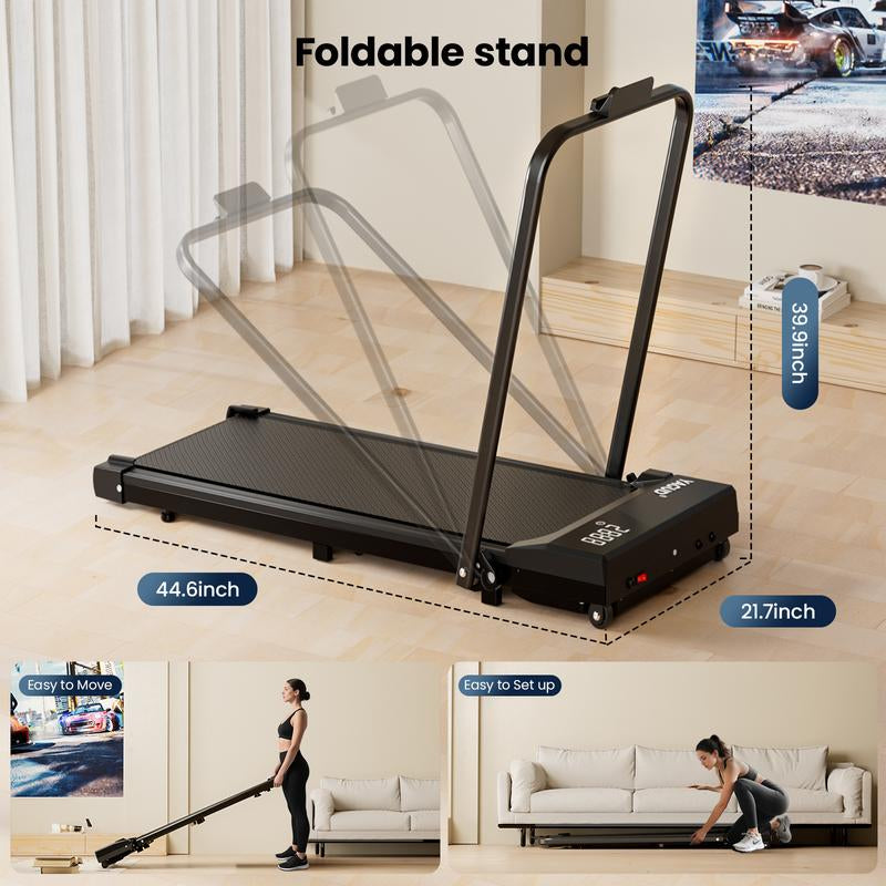 【Tiktokshopbacktoschool】 YAGUD Handrail Walking Treadmill – Quiet Home Running Machine with Dual Shock Absorption, 265Lbs Weight Capacity Wide Belt & Compact Design for Easy Mobility