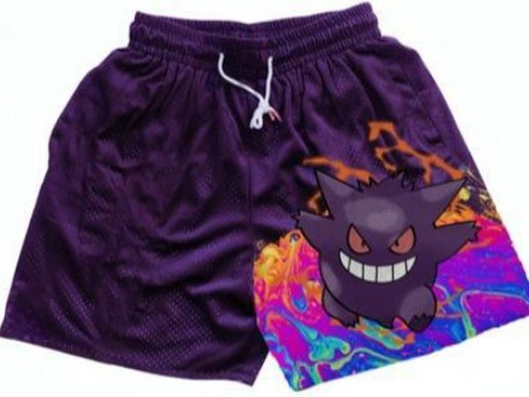 Gengar Pokemon Ghost Shorts Men'S Basketball Shorts Workout Sport Knee Pants with Pockets Athletic Sweat Walking Summer Shorts
