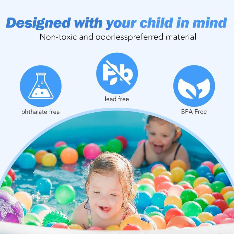 100 Counts Ball Pit Balls, Colorful Plastic Balls for Ball Pit for Kids, Reusable Ballpit Balls with Storage Bag for Indoors and Outdoors Activities