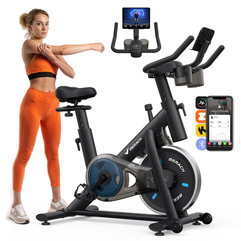 MERACH Exercise Bike for Home, Stationary Bike with Enhanced Electronic LED, Silent Belt Drive and Comfortable Seat Cushion for Home Cardio Workout, Dealsforyoudays