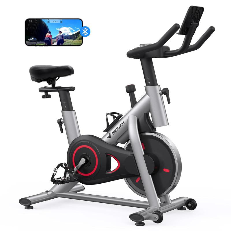 MERACH Exercise Bike for Home, Stationary Bike with Enhanced Electronic LED, Silent Belt Drive and Comfortable Seat Cushion for Home Cardio Workout, Dealsforyoudays