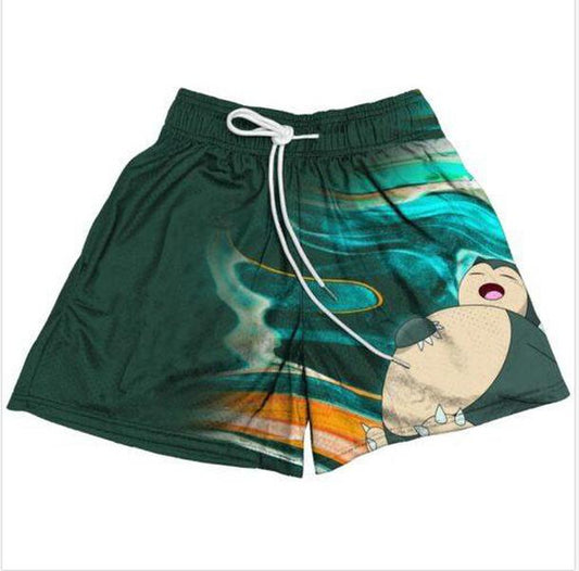 Pokemon Snorlax Dream Gym Shorts Men'S Shorts Workout Sport Knee Pants with Pockets Athletic Summer Shorts Basktetball Shorts