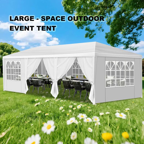 10X30Ft Wedding Canopy Tent with 8 Removable Sidewalls, Outdoor Shelter for Party, Wedding, Marketplace Outdoor Canopy Tent Sturdy Rib Outdoor Event Party