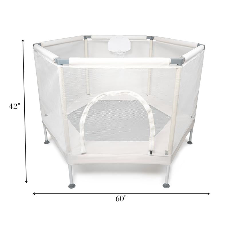 Kids Trampoline 5 FT Arctic Blue with Safety Net, Basketball Hoop, 220Lb Capacity, Ultra Safe No-Gap Design for Boys & Girls