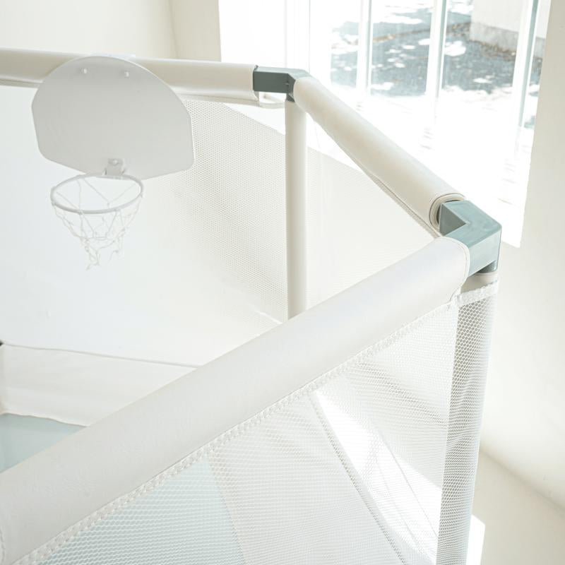 Kids Trampoline 5 FT Arctic Blue with Safety Net, Basketball Hoop, 220Lb Capacity, Ultra Safe No-Gap Design for Boys & Girls