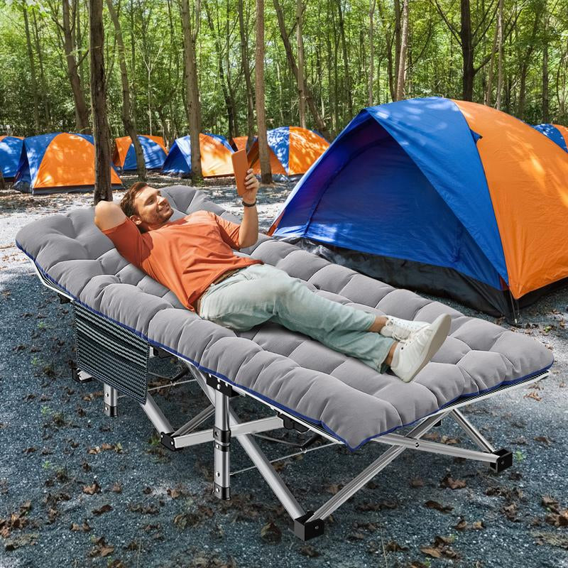 Naudacaa Folding Camping Cot with 2-Sided Mattress – Heavy-Duty, Portable Guest Bed for Camping, Travel, Outdoor & Indoor Use, Supports up to 880 Lbs