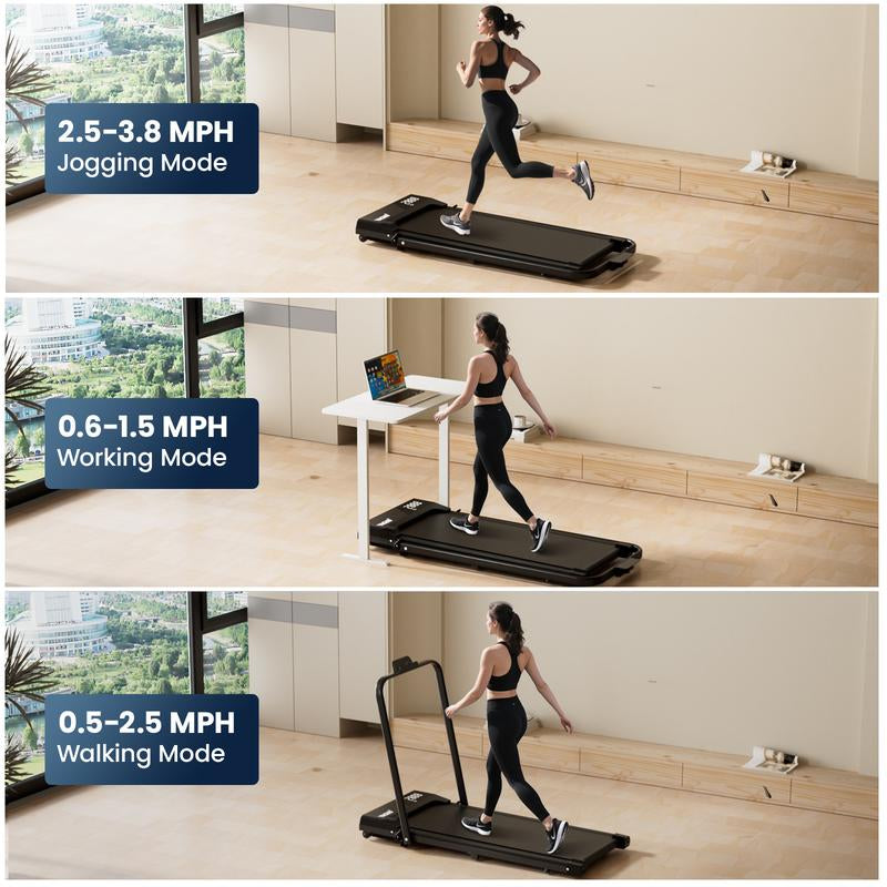 【Tiktokshopbacktoschool】 YAGUD Handrail Walking Treadmill – Quiet Home Running Machine with Dual Shock Absorption, 265Lbs Weight Capacity Wide Belt & Compact Design for Easy Mobility