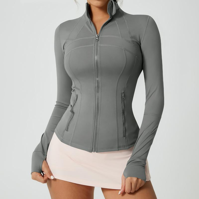 Timeoff Women'S Solid Color Multi-Functional Paneled Zippered Sports Yoga Jacket,Gym Workouts, Badminton, and Casual Exercise. Workout Clothes Women Design