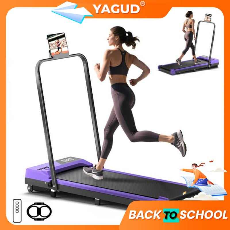 【Tiktokshopbacktoschool】 YAGUD Handrail Walking Treadmill – Quiet Home Running Machine with Dual Shock Absorption, 265Lbs Weight Capacity Wide Belt & Compact Design for Easy Mobility
