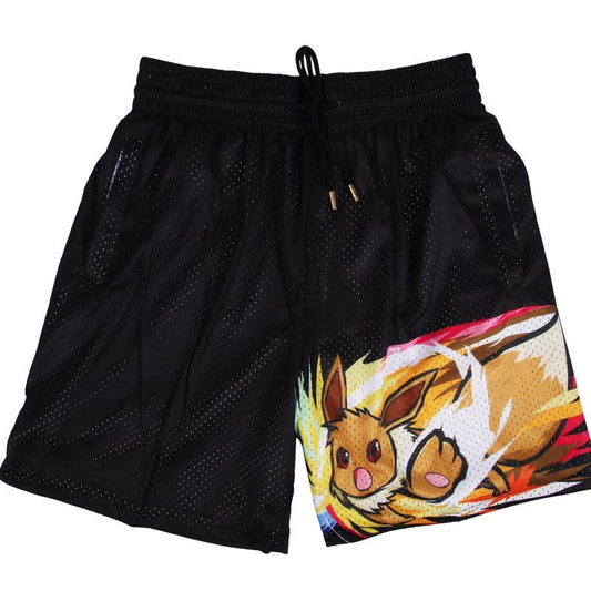 Pokemon Eevee Men'S Basketball Shorts Workout Sport Knee Pants with Four Pockets Athletic Sweat Walking Summer Shorts