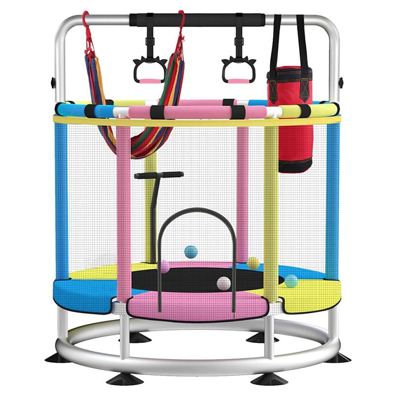 Trampoline for Kids with Basketball Hoop, 55" Toddler Trampoline Indoor & Outdoor, 440Lbs Capacity Baby Trampoline with Enclosure, No-Gap Safe Design,,Swing,Sandbag,Ring,Ocean Balls,Gifts for Boys&Girls,