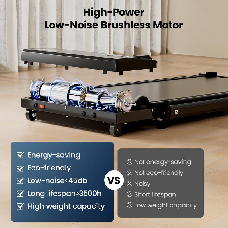 YAGUD Quiet Folding Treadmill – Treadmill with Handle, 265LBS Weight Capacity, Low-Noise Motor, Wide Running Belt, Dual Shock System, Ideal for Home & Office Workouts