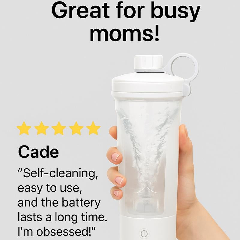 Mixmate Electric Shaker Blender Bottle - Rechargeable Type-C Cup for Gym Protein, Blender Bottle, and Powder Mixes, BPA Free, Self Stirring Design