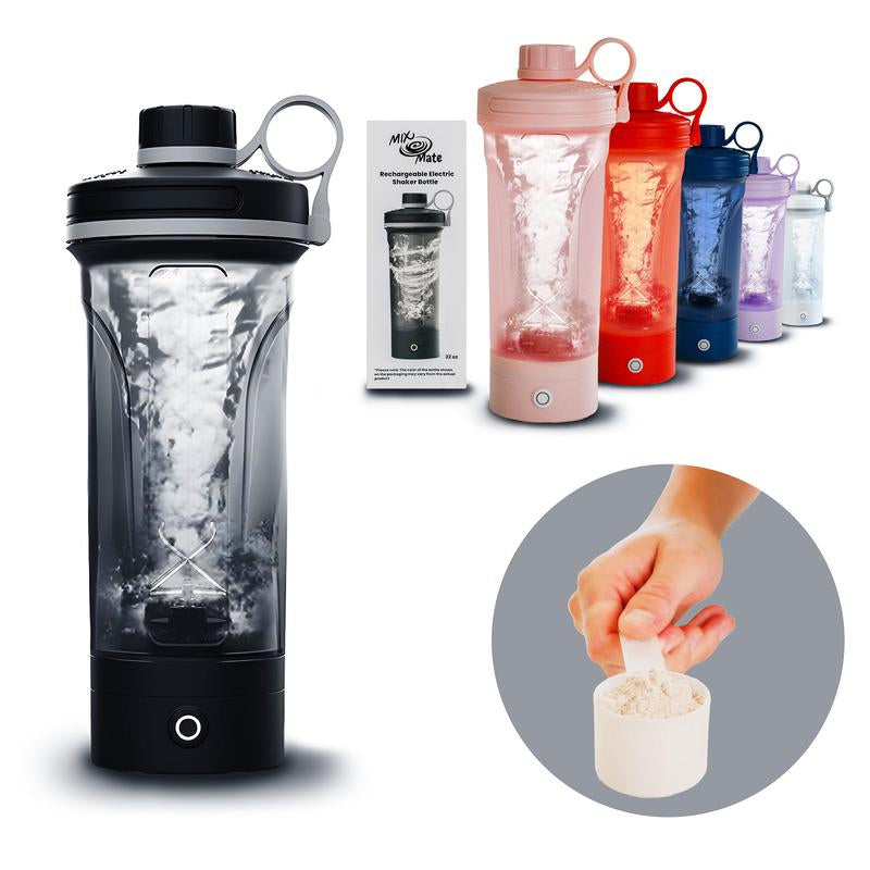 Mixmate Electric Shaker Blender Bottle - Rechargeable Type-C Cup for Gym Protein, Blender Bottle, and Powder Mixes, BPA Free, Self Stirring Design