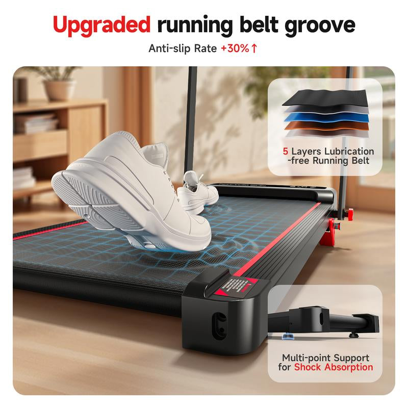 RHYTHM FUN Quiet Foldable Walking Treadmill with Remote – Compact Running Pad for Apartment & Office, Easy to Store under Desk, Incline Support, Space-Saving , 300Lb Weight Capacity, No Installation Needed Home Exercise Equipment Home Fitness Equipment